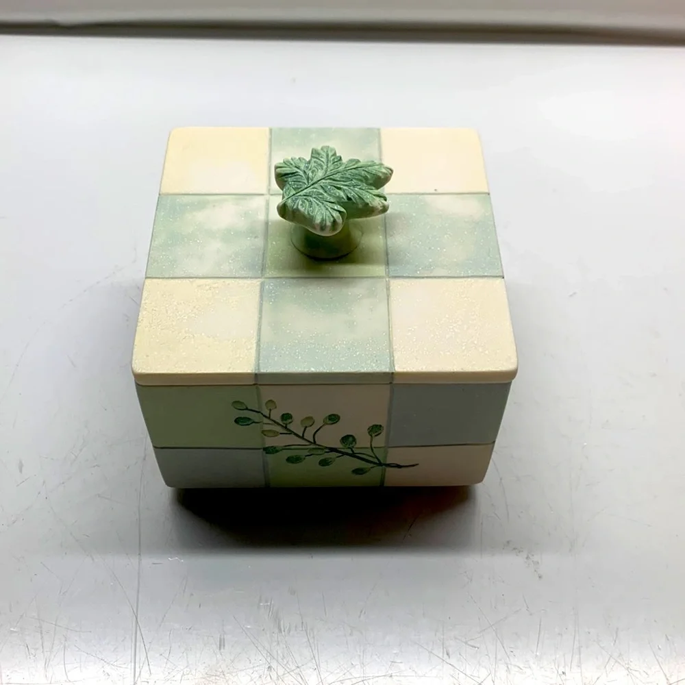 Croscill Rainier Everest trinket lidded box cotton balls Q-tips bathroom vanity